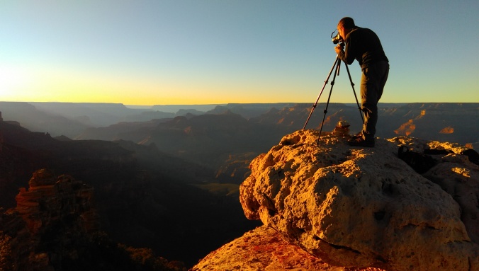Me capturing the sunset over the Grand Canyon.  Taken by the "other" Peter Blanchard with my phone.