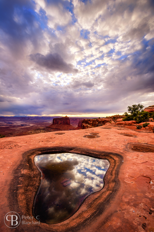 This puddle proved the perfect mirror to reflect the sky as I waited for sunset in Canyonlands National Park.