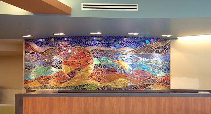 A colorful mosaic at St.Joseph Mercy Oakland by Jacqui Ridley and Morrine Maltzman
